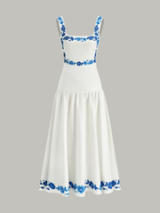 Bow Back Print Midi Dress