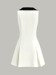 Golden Button Colorblock Midi Dress