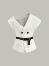 Asymmetrical Belted Blazer Top