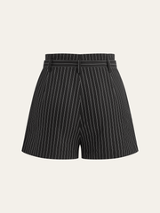 Belted Striped Shorts