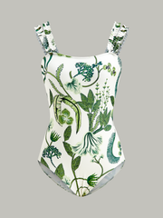 Floral Print Ruffle Strap One-Piece Swimsuit