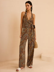 Paisley Print Halter Top and Pants Set
