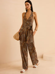 Paisley Print Halter Top and Pants Set