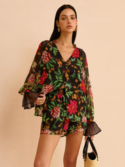 Chiffon Floral Print Blouse