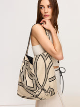 Linen & Cotton Tote Bag with Chain Print