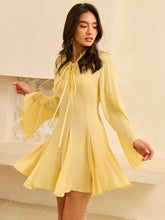 Tie-Front Flared Sleeve Dress