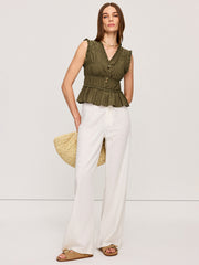 Ruffled V-Neck Peplum Top
