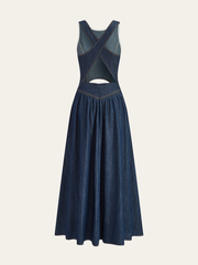 Denim Cut-Out Midi Dress