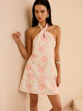 Halter Neck Floral Print Mini Dress