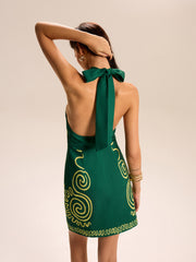 Halter-Neck Dress With Swirl Patterns