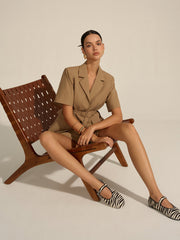 Short-Sleeved Belted Blazer