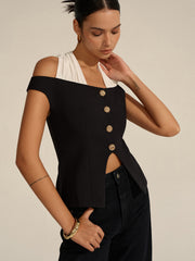 Off-Shoulder Halter Neck Blouse