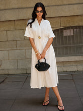 Metal Decor V-Neck Midi Dress