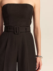 Strapless Belted Jumpsuit