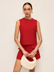 Minimalist Back Button Sleeveless Shorts Set