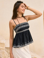 Embroidered Peplim Top
