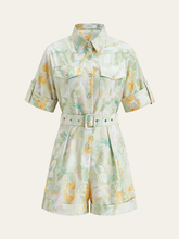 Pocketed Belted Floral Print Jumpsuits