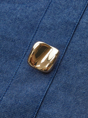 Cotton-Paneled Faux Denim Tank Top