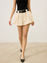 Belted High-Waisted Bubble Shorts