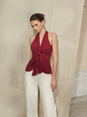 Halter Neck Knotted Front Top