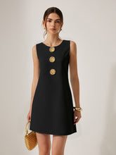 Metal Decor Sleeveless Mini Dress