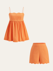 Scallop Hem Cami Top and Shorts Set