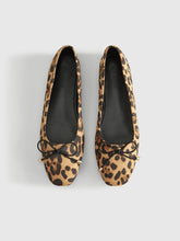Bow-Decor Leopard Printed Ballet Flats