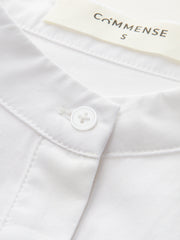 Mandarin-Collar Cap-Sleeve Peplum Shirt