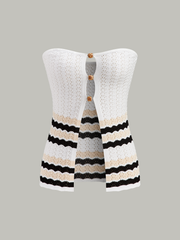 Striped Hem Strapless Knit Top