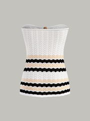 Striped Hem Strapless Knit Top