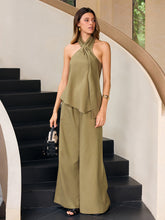 Halter Neck Knot Top and Wide Leg Pants Set
