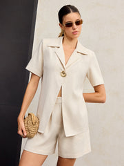 Cotton & Linen Metal Decor Shorts Set
