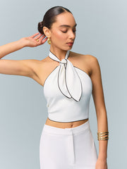 Halter Neck Bow Detail Crop Top