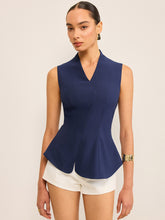 V-Neckline Sleeveless Peplum Top