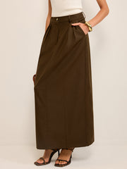 Pocketed High-Waisted Maxi Skirt