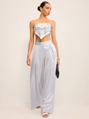 Mid-Waisted Striped Wide-Leg Pants