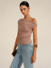 Ruched One-Shoulder Top