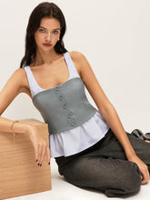 Striped & Solid Peplum Buttoned Top