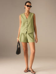 Linen & Cotton Buttoned Vest