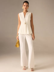 Single Button V-Neck Vest
