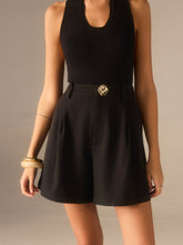 Metal Detail High-Waisted Shorts