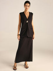 Metal Eyelet Detail Sleeveless Vest