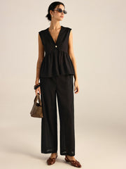 Ruffled Vest Pants Set