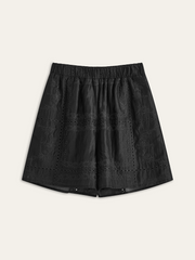 Embroidery Detail Long Sleeve Shorts Set