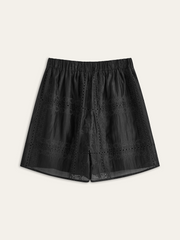 Embroidery Detail Long Sleeve Shorts Set