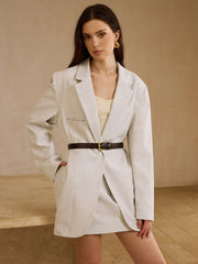 Linen-Blend Fitted Blazer
