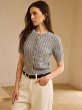 Cable Knit Short-Sleeve Cardigan