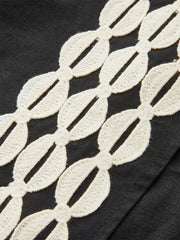 Color-Block Woven-Trim Wrap Mini Skirt