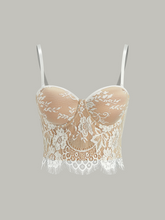 Semi-Sheer Lace-Trimmed Corset Top