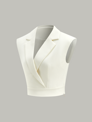 Cropped Wide-Shoulder Waist-Cinching Blazer Vest